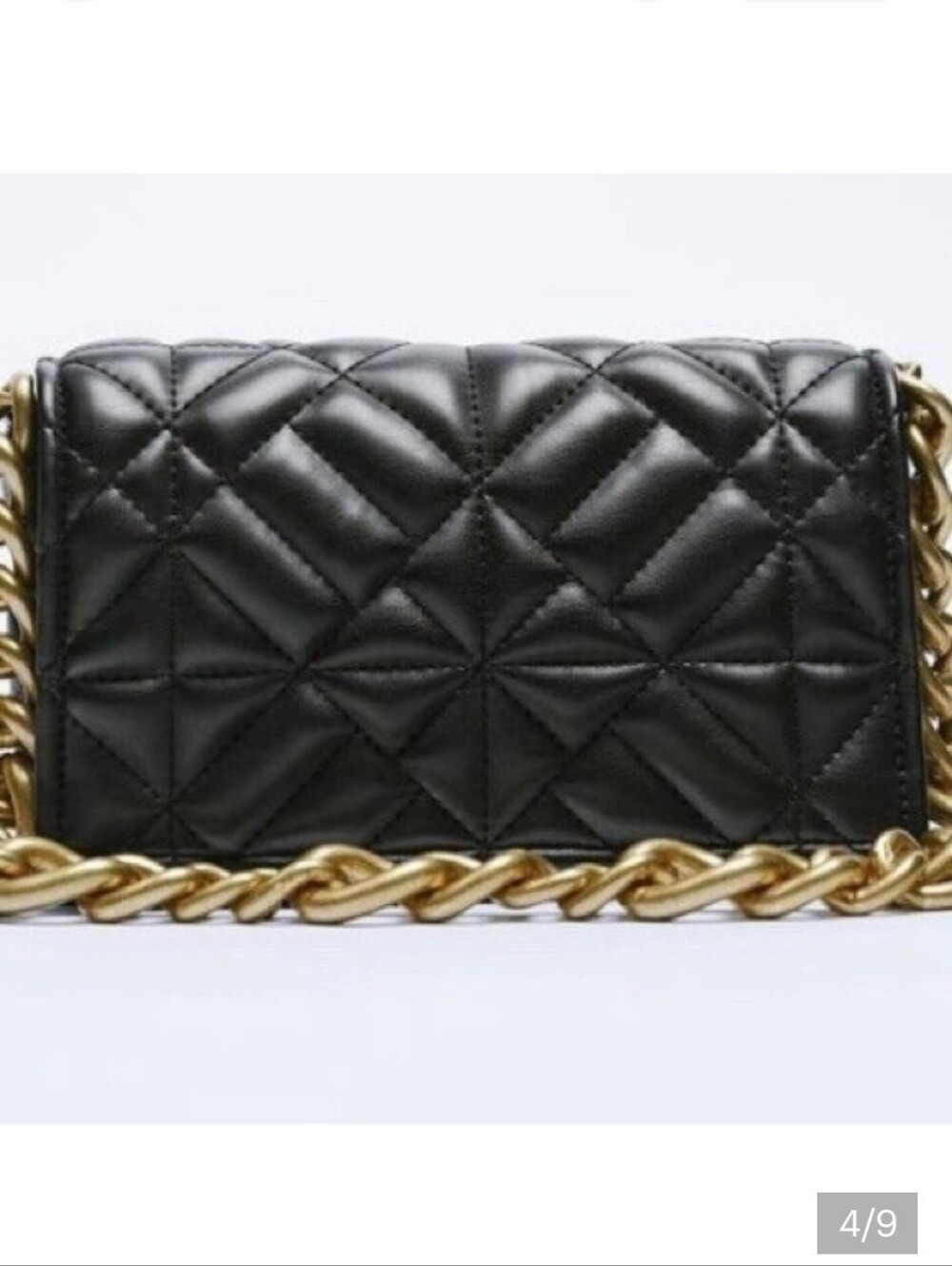 Zara Black Quilted Thick Chunky Chain Shoulder Strap Bag